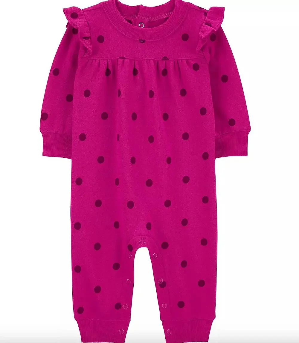 Carter's Baby Girl Carter's Polka Dot Fleece Jumpsuit - Size 3-6 Months